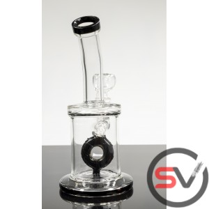 CURVED NECK COLORED RING GLASS WATER PIPE 8inch